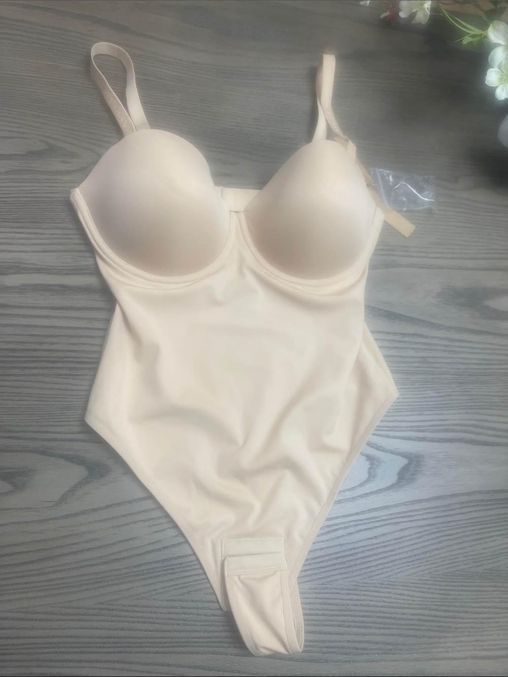 Lightweight Cream Shaping Bodysuit with Underwire Cups